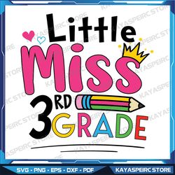 Little Miss 3rd Grade Svg, Back to school svg, Retro school svg, Back to school retrol svg, Instant Download