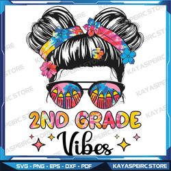 2nd Grade Vibes Svg, Messy Hair Bun Girl Back To School Svg, Back To School Vibes Svg, Svg File, Instant Download
