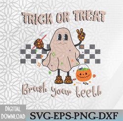 trick or treat brush your teeth retro halloween cute dentist svg, eps, png, dxf, digital download
