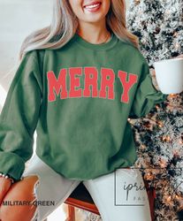 Retro Merry Sweatshirt, vintage Chritmas sweatshirt, holiday apparel, iPrintasty Christmas, merry Christmas sweatshirt,
