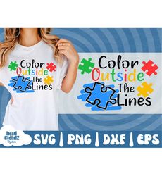 Color Outside The Lines SVG | PNG | Colour Outside The Lines Svg | Autism Svg | Autsim Png | In April We Wear Blue | Aut