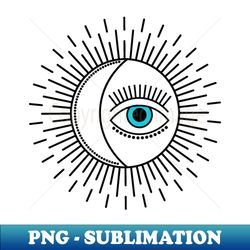 MYSTICAL THIRD or INNER EYE TURQUOISE WITH SUN - Instant PNG Sublimation Download - Unleash Your Creativity