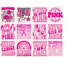 12 Breast Cancer SVG Bundle, Cancer SVG, Cancer Awareness, Instant Download, Ribbon svg,Breast Cancer Shirt, cut files,