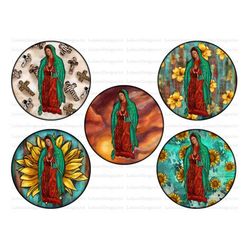 Our Lady Of Guadalupe Car Coaster Png, Western, Car Coaster Png, Sunflower png, Cowhide, Leopard, INSTANT DOWNLOAD, Subl