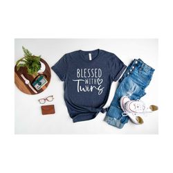 Blessed With Twins Shirt, Mother's Day Shirt, Twin Mom T-Shirt, Motherhood T-Shirt, New Mom Tee, Best Mom Gift, Gift for