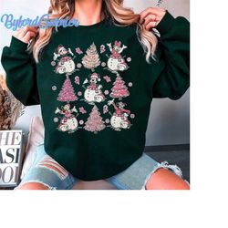 Vintage Mickey And Friends Pink Christmas Tree Sweatshirt, Disney Christmas Shirt, Mickey Very Merry Christmas Shirt, WD