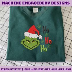 Green Monster Hohoho Embroidery Design, Christmas 2023 Embroidery Machine Design, Happy Christmas Embroidery Design For Shirt, Family Christmas Embroidery File