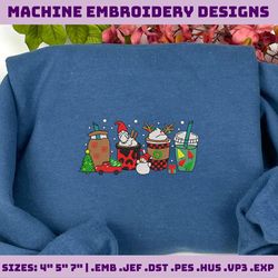 Christmas Coffee Embroidery Designs, Christmas Embroidery Designs, Merry Christmas Embroidery, Hand Drawn Embroidery Designs