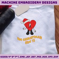 Un Christmas Sin Ti Embroidery, Bad Bunny Embroidery Designs, Christmas Embroidery Designs, Merry Xmas Embroidery Designs