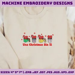 Christmas Embroidery Designs, Christmas Bad Bunny Embroidery, Una Navidad Sin Ti, Merry Xmas Embroidery Files