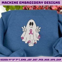 Cancer Survivor Embroidery Machine Design, Breast Cancer Ghost Embroidery File, Halloween Stay Spooky Embroidery File