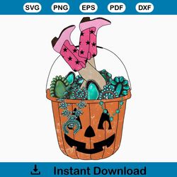 Cowgirl Turquoise Pumpkin Bucket PNG Sublimation File
