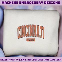 Cincinnati Football 1968 Embroidery Design, Cincinnati Embroidery Design, Machine Embroidery Design, Embroidery Files, Instant Download