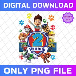 Paw Patrol Birthday Boy Cartoon Customized Png File,  Birthday Custom Name And Age Png Digital File Birthday PNG, Printa