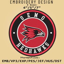 NCAA Logo Southeast Missouri State Redhawks, Embroidery design, Embroidery Files, NCAA Redhawks, Machine Embroidery