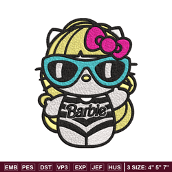 hello kitty barbie embroidery design, hello kitty barbie embroidery, logo design, embroidery file, digital download.
