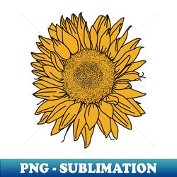 Yellow Sunflower Line Drawing - Modern Sublimation PNG File - Defying the Norms