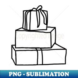 Pile of Three Christmas Gift Boxes Minimal Line Drawing - Elegant Sublimation PNG Download - Vibrant and Eye-Catching Typography