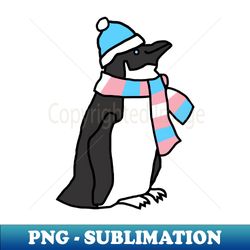 penguin and transgender pride flag scarf and blue hat - instant sublimation digital download - perfect for sublimation mastery