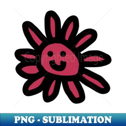 Daisy Flower Smiley Face Graphic Viva Magenta - Vintage Sublimation PNG Download - Vibrant and Eye-Catching Typography