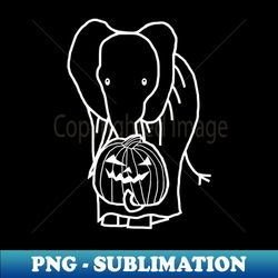 Minimal White Line Elephant with Halloween Horror Pumpkin Ghost Costume - Unique Sublimation PNG Download - Stunning Sublimation Graphics