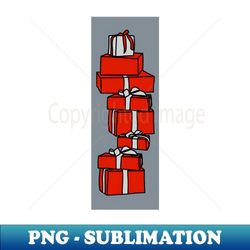 red gift wrapped christmas gift box stack - elegant sublimation png download - enhance your apparel with stunning detail