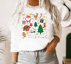 cute christmas elements, christmas sweatshirt, sweatshirt, gift idea, minimal christmas design, christmas gifts for her,