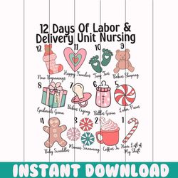 12 Days Of Labor and Delivery Nurse Christmas SVG Download