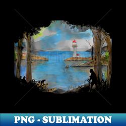 Lighthouse bay - Vintage Sublimation PNG Download - Fashionable and Fearless