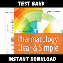 Test Bank for Pharmacology Clear and Simple A Guide to Drug 3rd Edition by Cynthia J Watkins PDF | Instant Download | Al