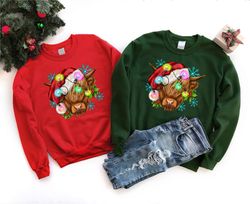 Cow Christmas Lights Ugly Christmas Sweater,Christmas Sweatshirt,Funny Heifers Christmas Shirt,Cow Holiday Sweater Cow L