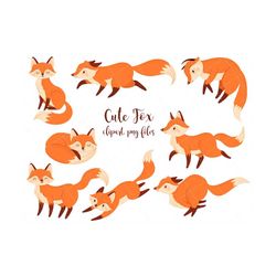 Cute Fox Clipart, fox clipart, fox cub clipart, cute fox png, baby fox clipart, Scrapbooking, Instant Download