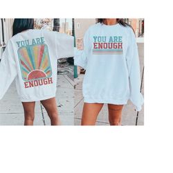 You Are Enough PNG, Trendy Summer Design png, Retro Mint sublimation, Retro png, Included 2 files, Positive quotes png,