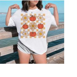 Retro Fall SVG-Png, Vintage Pumpkins & Flowers, Distressed Fall Shirt Design, Fall svg, Fall Vibes Svg, Pumpkin Svg, Ret