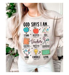 God says I am a TEACHER | Sublimation Design | Digital Download | Womens, Kids Shirt PNG