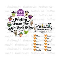 Two-side Drinking Around The World Halloween Svg Png, Carnival Food Svg, Trick Or Treat Svg, Spooky Vibes Svg, Holiday Season Svg