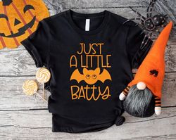 Just A Little Batty TShirt PNG, First Halloween Gift, Bats Kids Shirt PNG, Baby Boy Batty Shirt PNGs, Spooky Season T-Sh