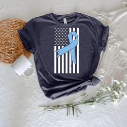 USA Flag Prostate Cancer TShirt PNG, Warrior Gift, Cancer Patient Shirt PNG, Veteran Cancer Survivor Tee, Blue Ribbon Ca