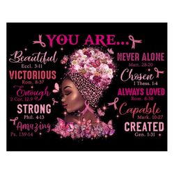You Are Beautiful Black Lady Digital Files, Afro Girl With Flower Butterfly Png, African American Png Instant Download,