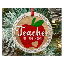 teacher christmas ornament, custom teacher ornament, teacher keepsake gift, personalized teacher gift, teacher appreciat