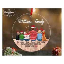 Custom Family Of 6 Ornament Christmas 2023, Family Christmas Ornament With Dog, Golden Retriever Ornament, Family Orname