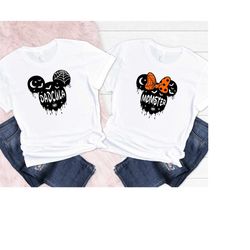 Momster and Dadcula Matching T-Shirt, Disney Halloween Outfits, Disneyworld Minnie Mickey Tees, Mom Halloween Shirts, Da