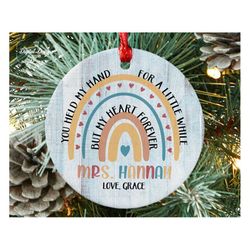 Rainbow Teacher Christmas Ornament, Personalized Teacher Christmas Ornament, Teacher Thank You Christmas, Daycare Teache