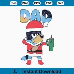 Retro Dad Bluey Christmas Stanley Tumbler SVG File For Cricut