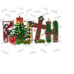 Faith Christmas Png Sublimation Design,Merry Christmas Png,Christmas Png,Faith Png,Western Design Png, Cowhide And Leopard, Digital Download