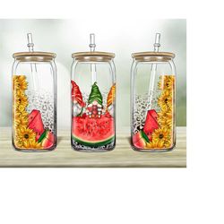 Watermelon Gnomes 16oz Libbey Glass Png, 16oz Libbey Cup, Libbey Cup Png Sublimation Design, Summer Design Png, Digital Download PNG