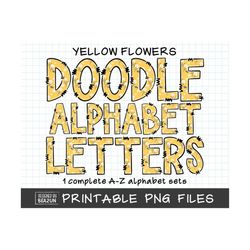 Flower Alphabet PNG, Yellow Alphabet Sublimation, Flower Alphabet Letters & Number, Summer Alphabet Letters PNG, Floral Alphabet Clipart