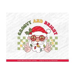 Stay Groovy and Bright Png, Merry Christmas PNG Sublimation, Groovy Christmas Png, Retro Christmas Png, Santa Christmas, Groovy Santa png