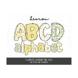 Summer Alphabet PNG Sublimation Bundle, Lemon PNG Sublimation Design, Hand Drawn Letters PNG, Lemon Inspired Letters & Numbers