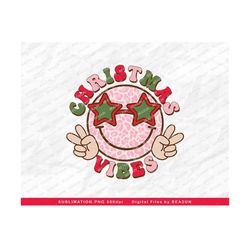 Christmas Vibes PNG, Retro Christmas Png Sublimation Design Downloads, Christmas Vibes Smiley, Christmas Shirt Design, Digital Download